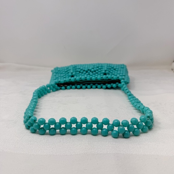 Prentice Vintage Made in Italy Turquoise Beaded Shoulder Bag Purse Handbag - Picture 12 of 16